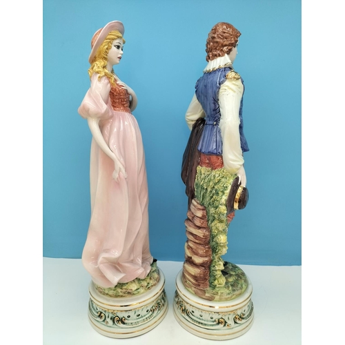 381 - Bassano Italian Pottery Lady and Gentleman 55cm Figures.