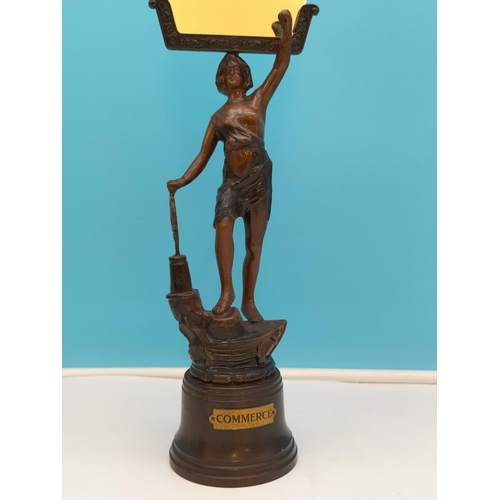 4 - c1920-1930 Art Deco Spelter Painted 43cm Figures (2) with Fan Mirrors on Bakelite Stands. One Labell... 