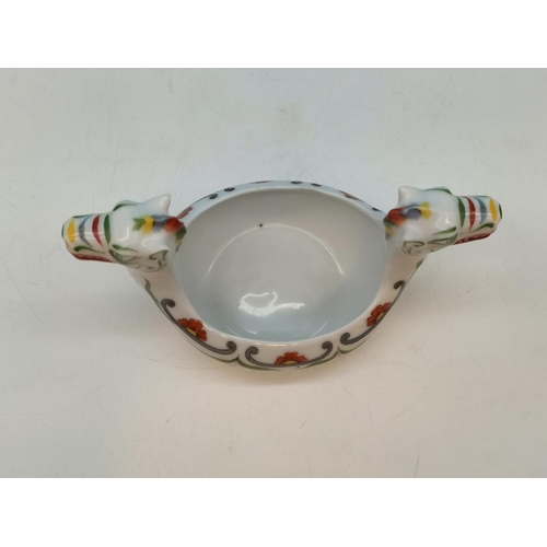 410 - Porsgrund Porcelain (Norway) Double Dragon Headed Ale Bowl. 8cm High.