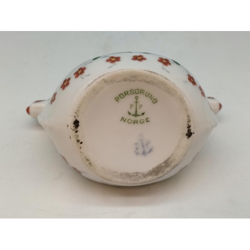 410 - Porsgrund Porcelain (Norway) Double Dragon Headed Ale Bowl. 8cm High.