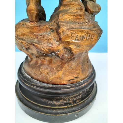 412 - 19th Century 56cm Mestais Signed Spelter Sculpture of French Freedom Lady Liberty. Some Loses.