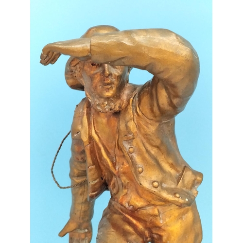 413 - 19th Century 56cm Mestais Signed Spelter Sculpture 'Rescue'. Some Loses.