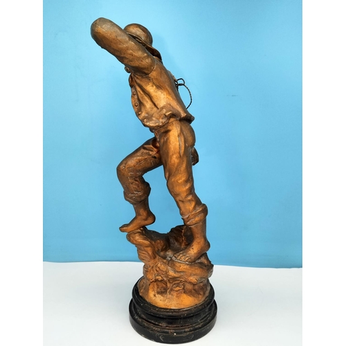 413 - 19th Century 56cm Mestais Signed Spelter Sculpture 'Rescue'. Some Loses.