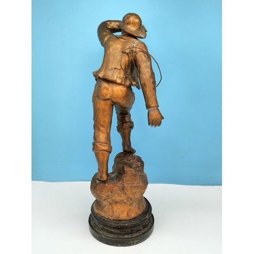 413 - 19th Century 56cm Mestais Signed Spelter Sculpture 'Rescue'. Some Loses.