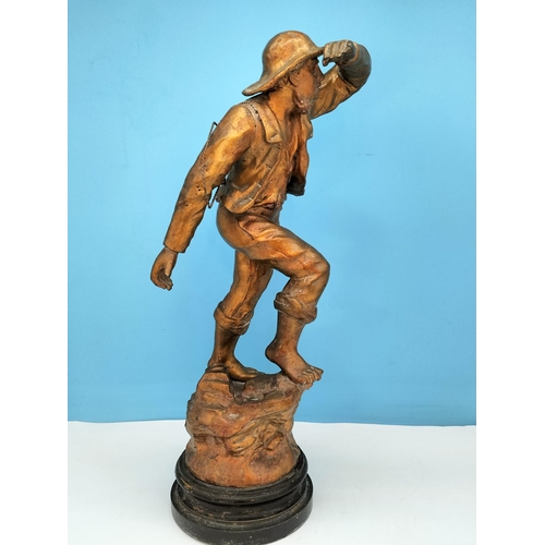 413 - 19th Century 56cm Mestais Signed Spelter Sculpture 'Rescue'. Some Loses.