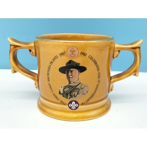 447 - Wade Scouts 75th Anniversary Two Handled Mug plus a Girl Guides Leather Belt.