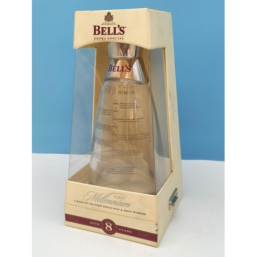 448 - Boxed Bells Millennium Glass Whisky Decanter (Empty), Spode Chivas Brothers Brown Glazed Whisky Deca... 