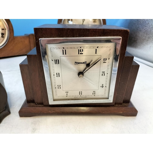 449 - Art Deco Mantle Clocks for Restoration Including an Elliott of London (4). Largest 22cm High, 40cm x... 