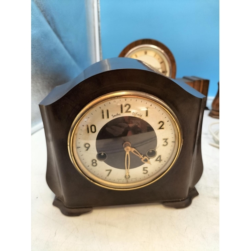 449 - Art Deco Mantle Clocks for Restoration Including an Elliott of London (4). Largest 22cm High, 40cm x... 