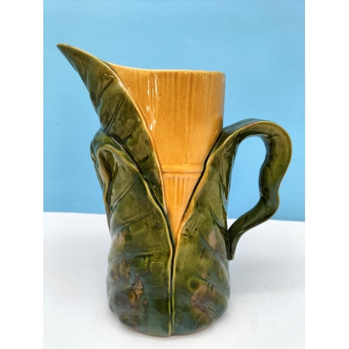 6 - Very Rare c 1870 William Brownfield & Son Bamboo Majolica 24cm Jug. Hairline to Rear of Top Edge and... 