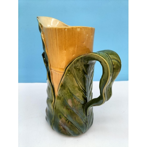 6 - Very Rare c 1870 William Brownfield & Son Bamboo Majolica 24cm Jug. Hairline to Rear of Top Edge and... 