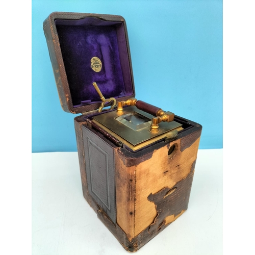 62 - 19th Century French Brass Carriage Clock in Original Case with Key. Retailed by Alex Duncan, Glasgow... 