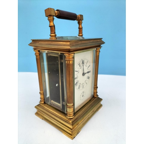 62 - 19th Century French Brass Carriage Clock in Original Case with Key. Retailed by Alex Duncan, Glasgow... 