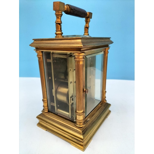 62 - 19th Century French Brass Carriage Clock in Original Case with Key. Retailed by Alex Duncan, Glasgow... 