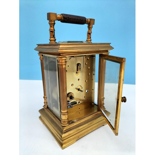 62 - 19th Century French Brass Carriage Clock in Original Case with Key. Retailed by Alex Duncan, Glasgow... 