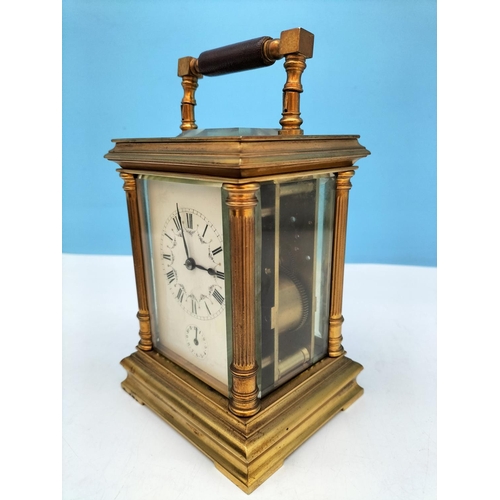 62 - 19th Century French Brass Carriage Clock in Original Case with Key. Retailed by Alex Duncan, Glasgow... 