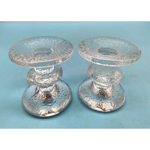 66 - Littala Arkipelago 'Festivo' Pattern 8cm Candle Holders (2) by Timo Sarpenava.