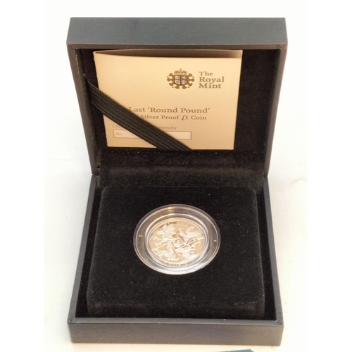 16 - Cased Royal Mint 2016 Silver Last Round Pound with C.O.A. Issued in Britain.