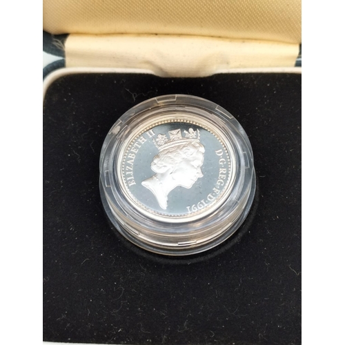 17 - Cased Royal Mint 1991 Silver Proof One Pound Coin with C.O.A.