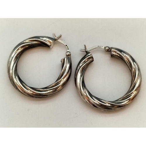 196 - 4 Pairs of Silver 925/Hallmarked Earrings to include Hooped and Clear Stone.