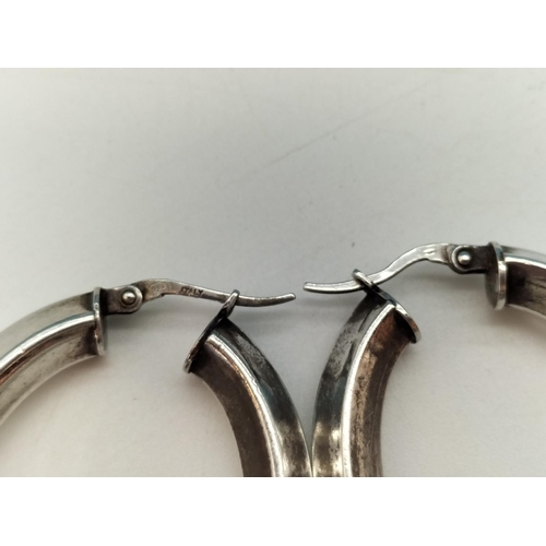 196 - 4 Pairs of Silver 925/Hallmarked Earrings to include Hooped and Clear Stone.