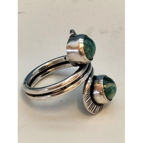 226 - French Hallmarked Silver and Turquoise Ring. Size P.