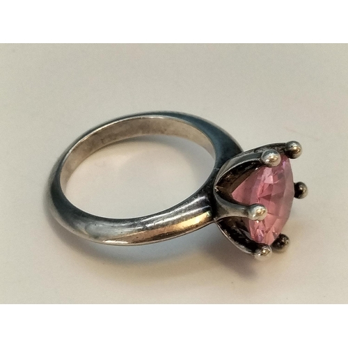 241 - Silver 925 and Pink Stone Rings (2). Size M and O.