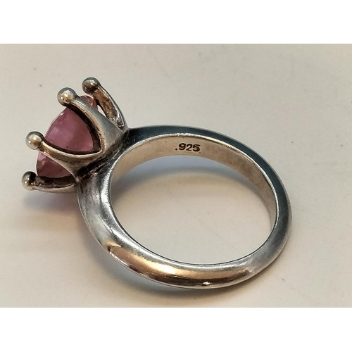 241 - Silver 925 and Pink Stone Rings (2). Size M and O.