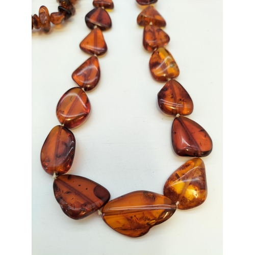 280 - 2 x Polished Clear Amber Necklace and Bracelet Set plus Raw Amber Necklace. Longest Necklace 24