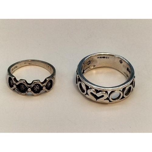 301 - Silver 925 Rings (2) Size L and S.