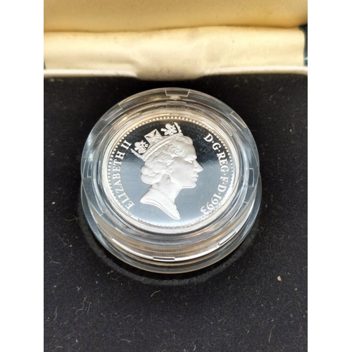 31 - Cased Royal Mint 1993 Silver Proof One Pound Coin with C.O.A.