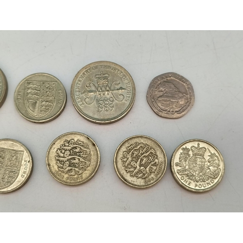 350 - Collection of Old £1 and £2 Coins plus Isle of Man 20p Coin.