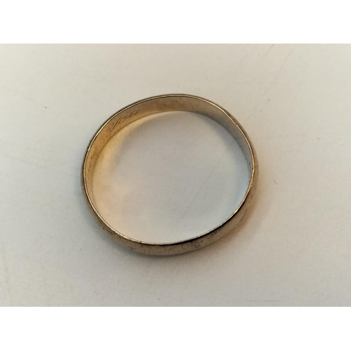 45 - 9ct Gold 375 Band Ring. Size T. 3.5 Grams