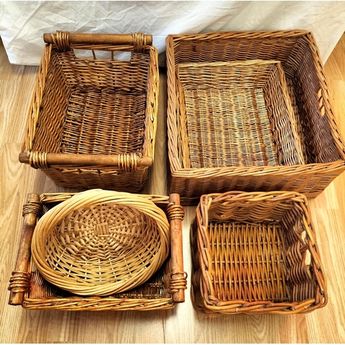 496 - Wicker Baskets (6). Largest 18cm x 41cm x 41cm.