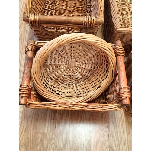 496 - Wicker Baskets (6). Largest 18cm x 41cm x 41cm.