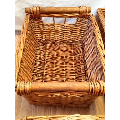 496 - Wicker Baskets (6). Largest 18cm x 41cm x 41cm.