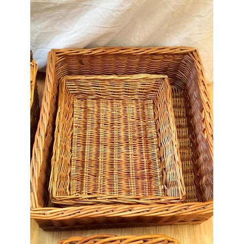 496 - Wicker Baskets (6). Largest 18cm x 41cm x 41cm.