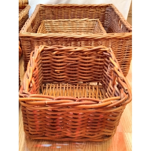 496 - Wicker Baskets (6). Largest 18cm x 41cm x 41cm.