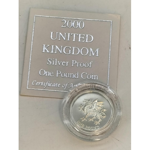 8 - Royal Mint Box Set of 4 x Silver Proof One Pound Coins for England, Scotland, Wales and Ireland.