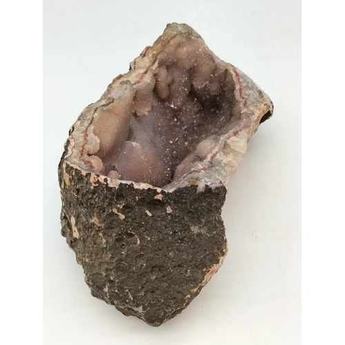 12 - Lilac Amethyst Geode Crystal Cave. 8cm High, 18cm x 10cm. Weight 1.2kg.