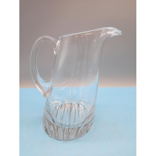 141 - Clear Glass Leaning 21.5cm Jug plus 2 x Leaning Glasses.