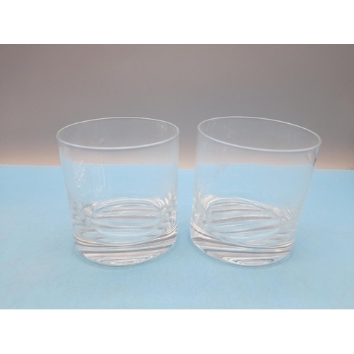 141 - Clear Glass Leaning 21.5cm Jug plus 2 x Leaning Glasses.