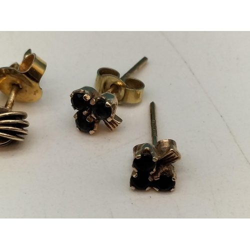 18 - 3 Pairs of 9ct Gold Earrings. 2.1 Grams.