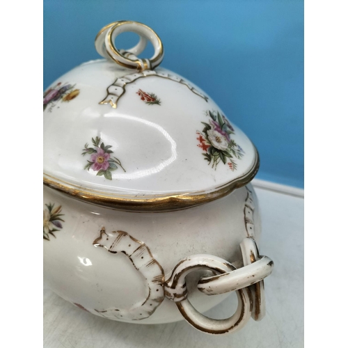 181 - Late 19th Century 'Dresden Spray' Part Dinner Set (12) to include Meat Platters, Oval Plates, Lidded... 