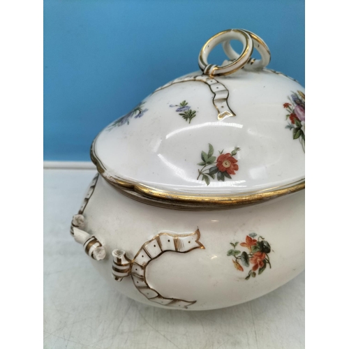 181 - Late 19th Century 'Dresden Spray' Part Dinner Set (12) to include Meat Platters, Oval Plates, Lidded... 