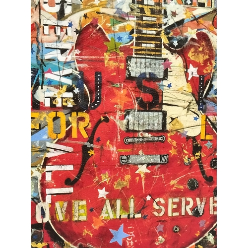 200 - 2010 Canvas Print, Title of Work 'Red ES-335 Style Guitar', Artist Michael Babyak, Signed. Exclusive... 