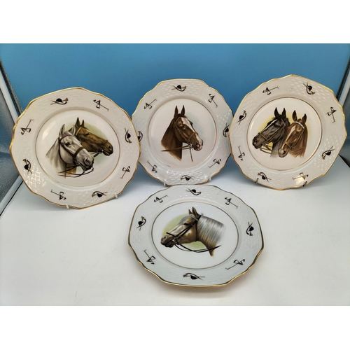 268 - Bareuther Waldassen (Bavarian) 25cm Cabinet Plates with Race Horsing Theme.