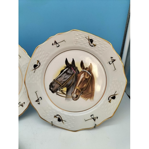 268 - Bareuther Waldassen (Bavarian) 25cm Cabinet Plates with Race Horsing Theme.