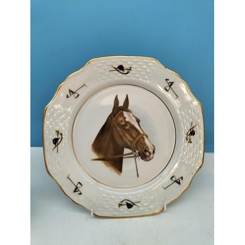 268 - Bareuther Waldassen (Bavarian) 25cm Cabinet Plates with Race Horsing Theme.