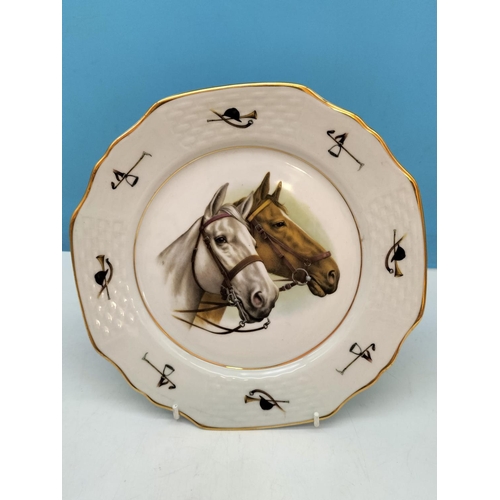 268 - Bareuther Waldassen (Bavarian) 25cm Cabinet Plates with Race Horsing Theme.